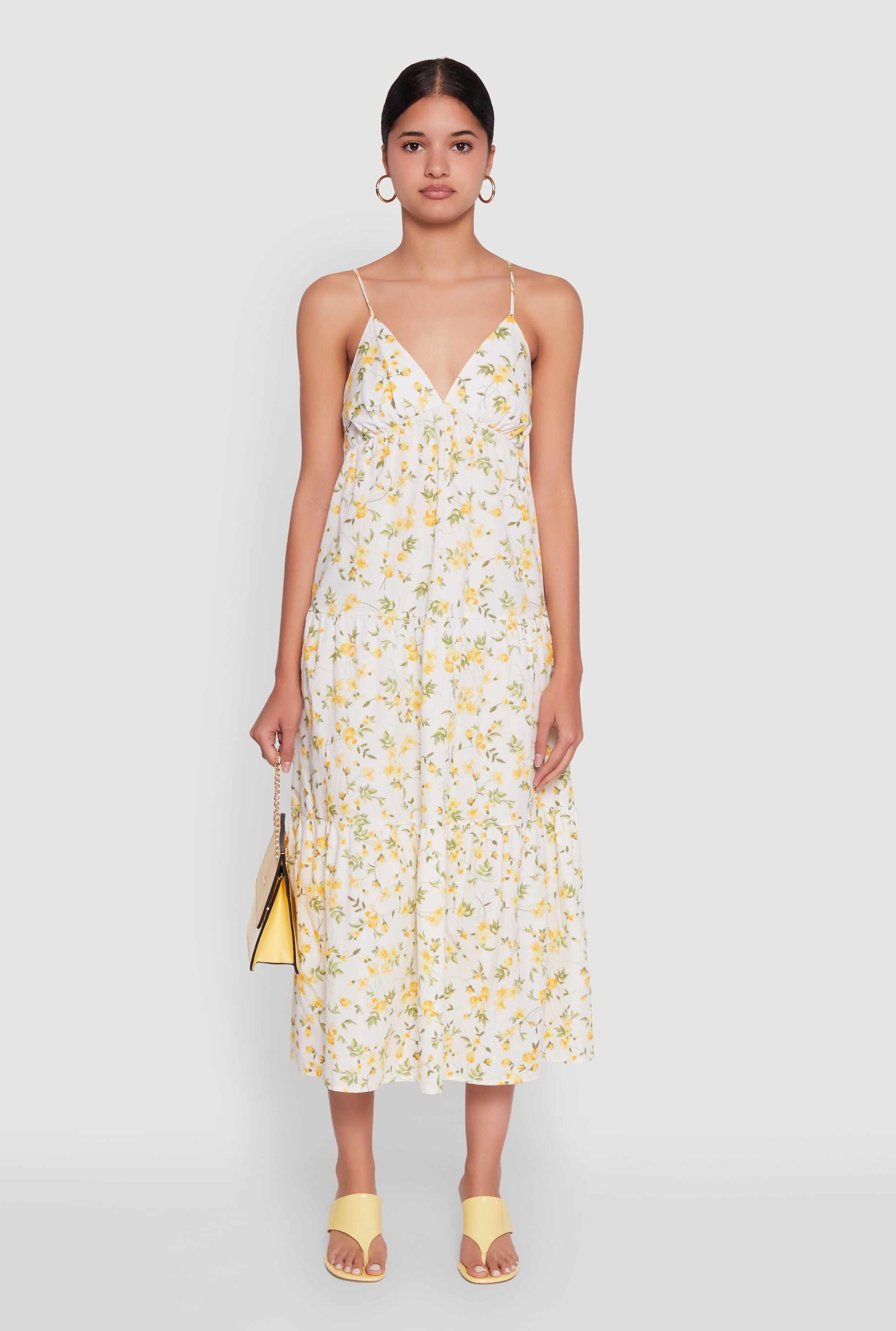 Haute Monde Floral Tiered Midi Dress