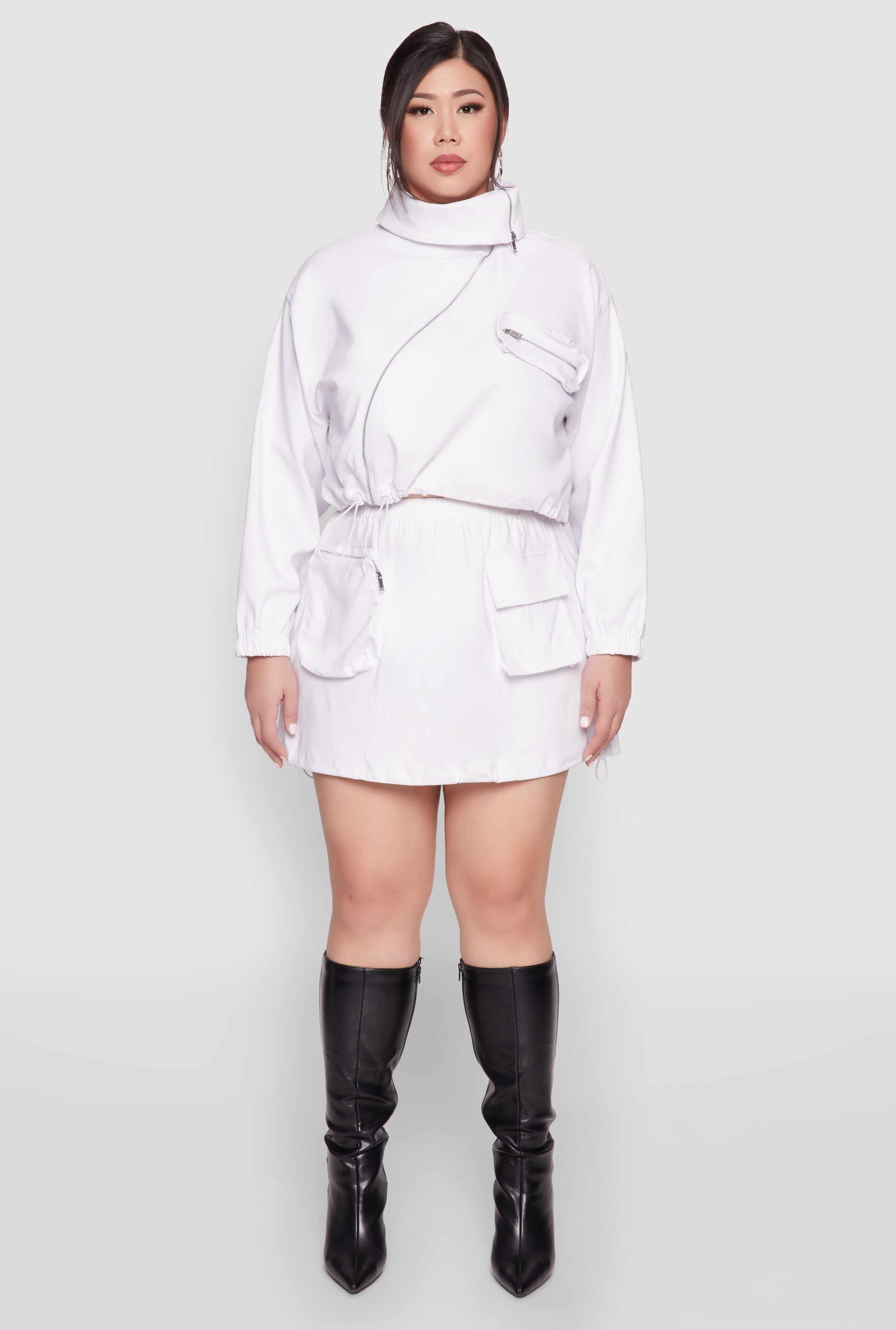 Plus Size Hyperstretch Cargo Pocket Mini Skirt