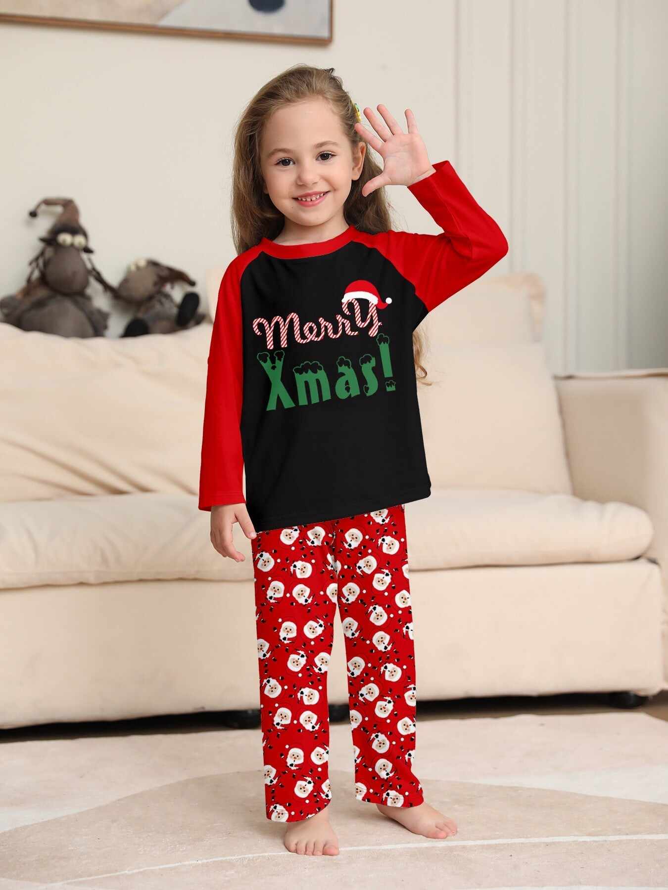 ��Merry Xmas�� Santa Claus Print Family Pajama Set