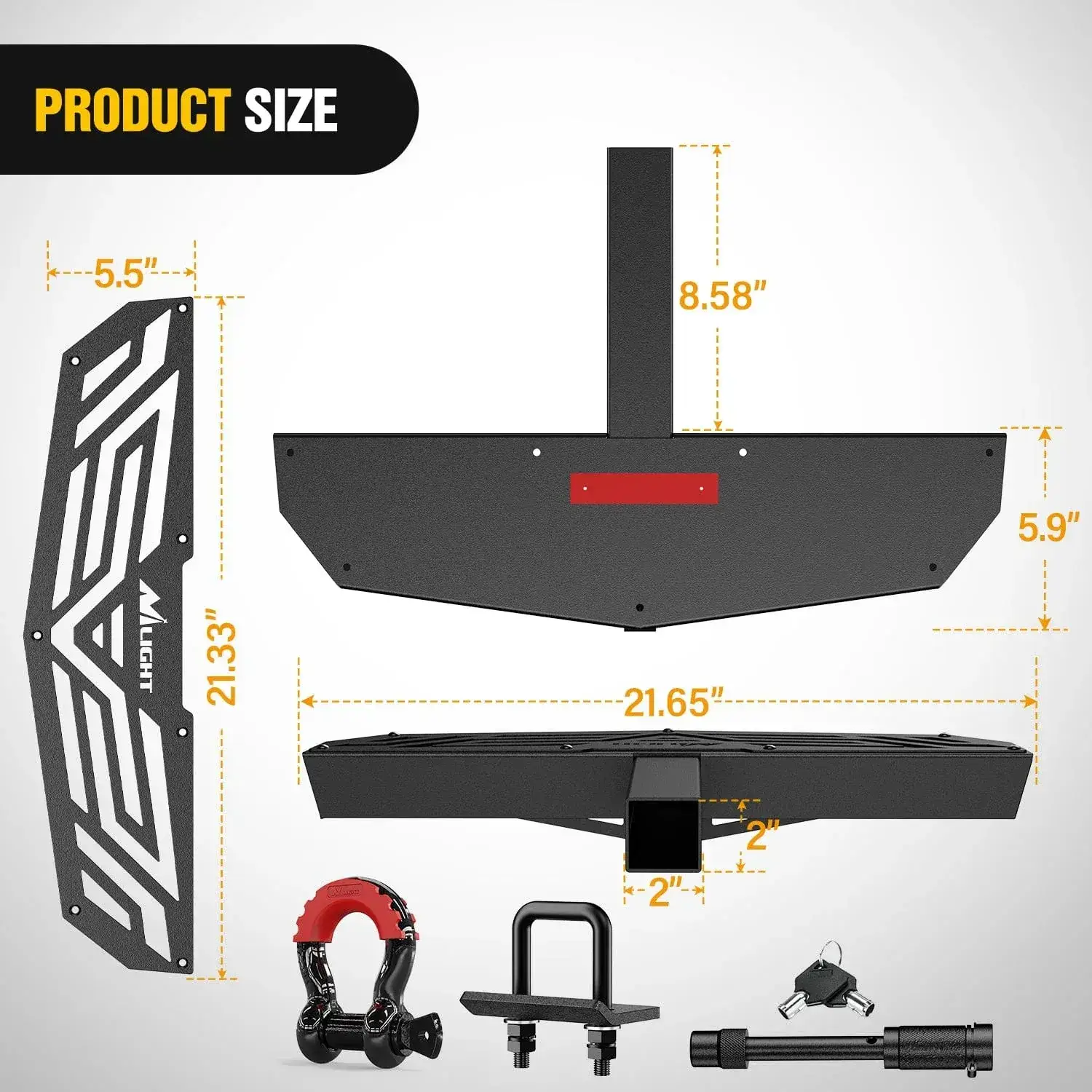 Hitch Step 2 Inch Receiver Universal Trailer Hitch Step Armor with Anti-Theft D-Ring Shackle Hitch Lock Stabilizer Anti-Slip Design Rear Bumper Guard for Pickups Trucks Vans SUVs ATVs Vehicle Accessories, Truck Accessories, Universal Automotive Ac