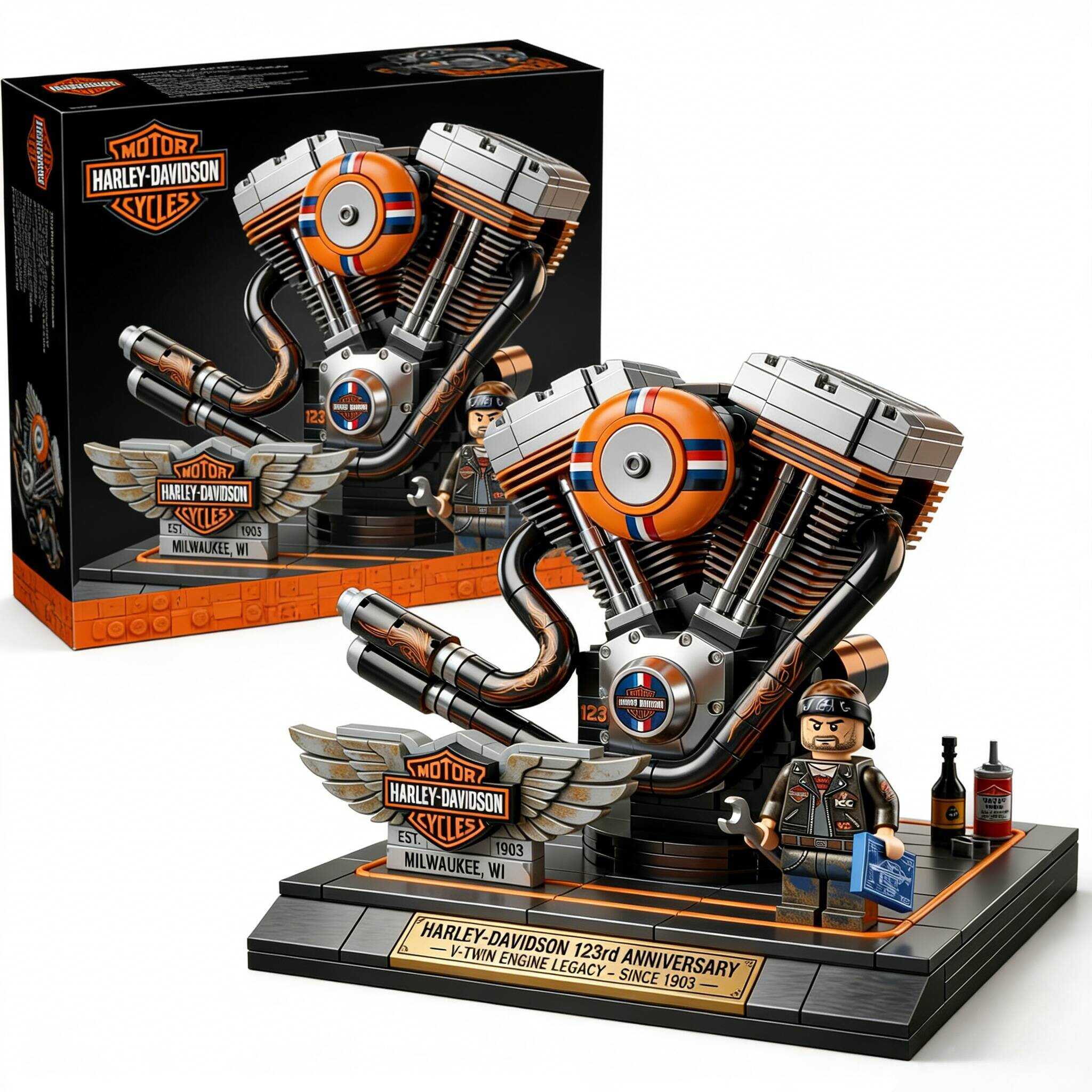 Harley-Davidson 123rd Anniversary Magnetic Building Blocks