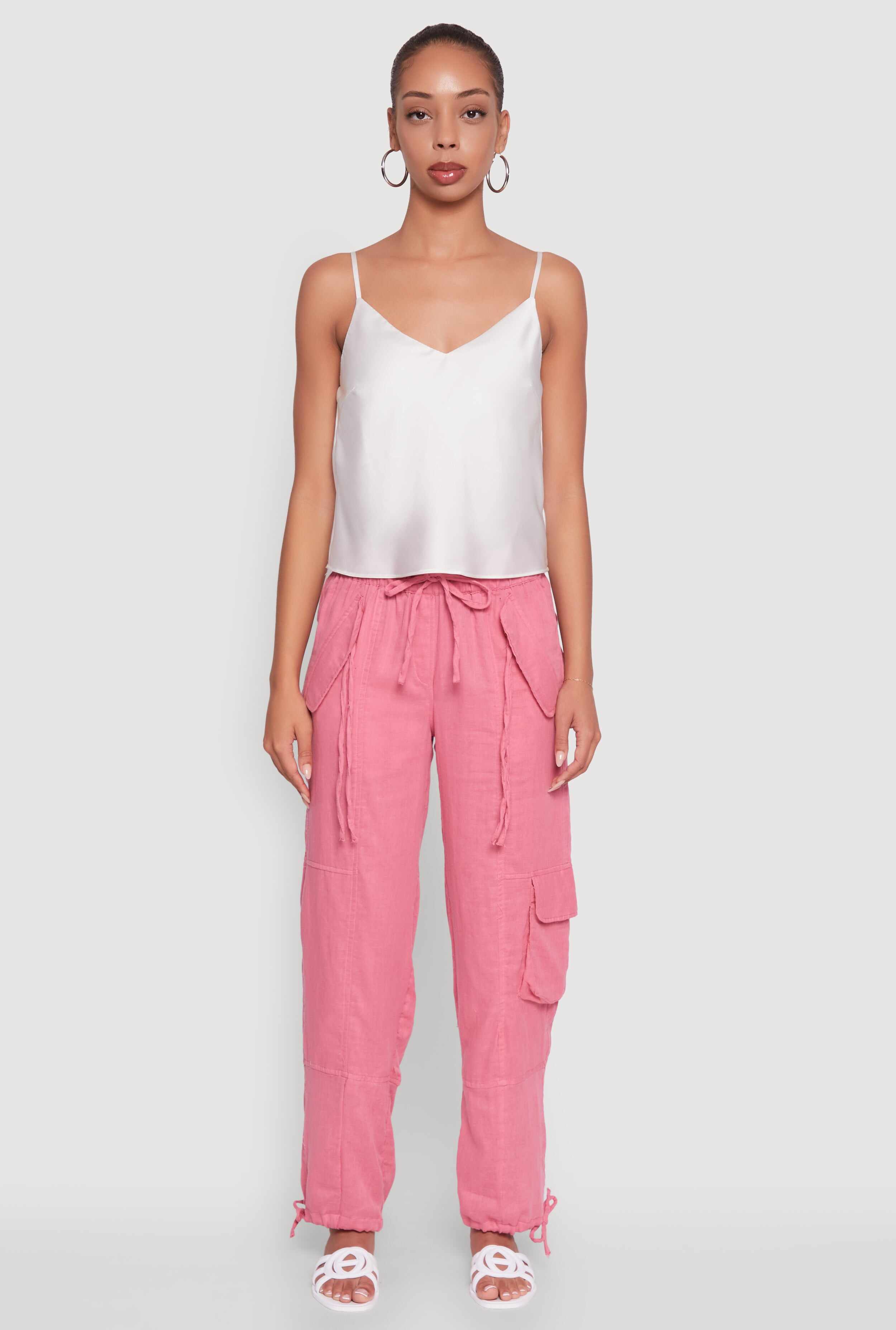 Zip Pocket Drawstring Waist Utility Joggers