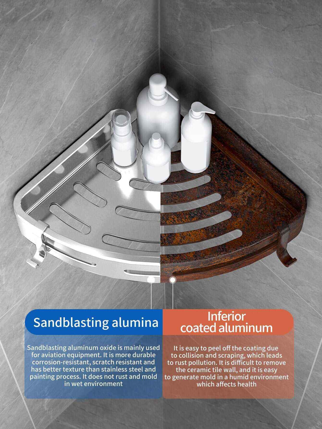 1pc Stainless Steel Bathroom Storage Rack