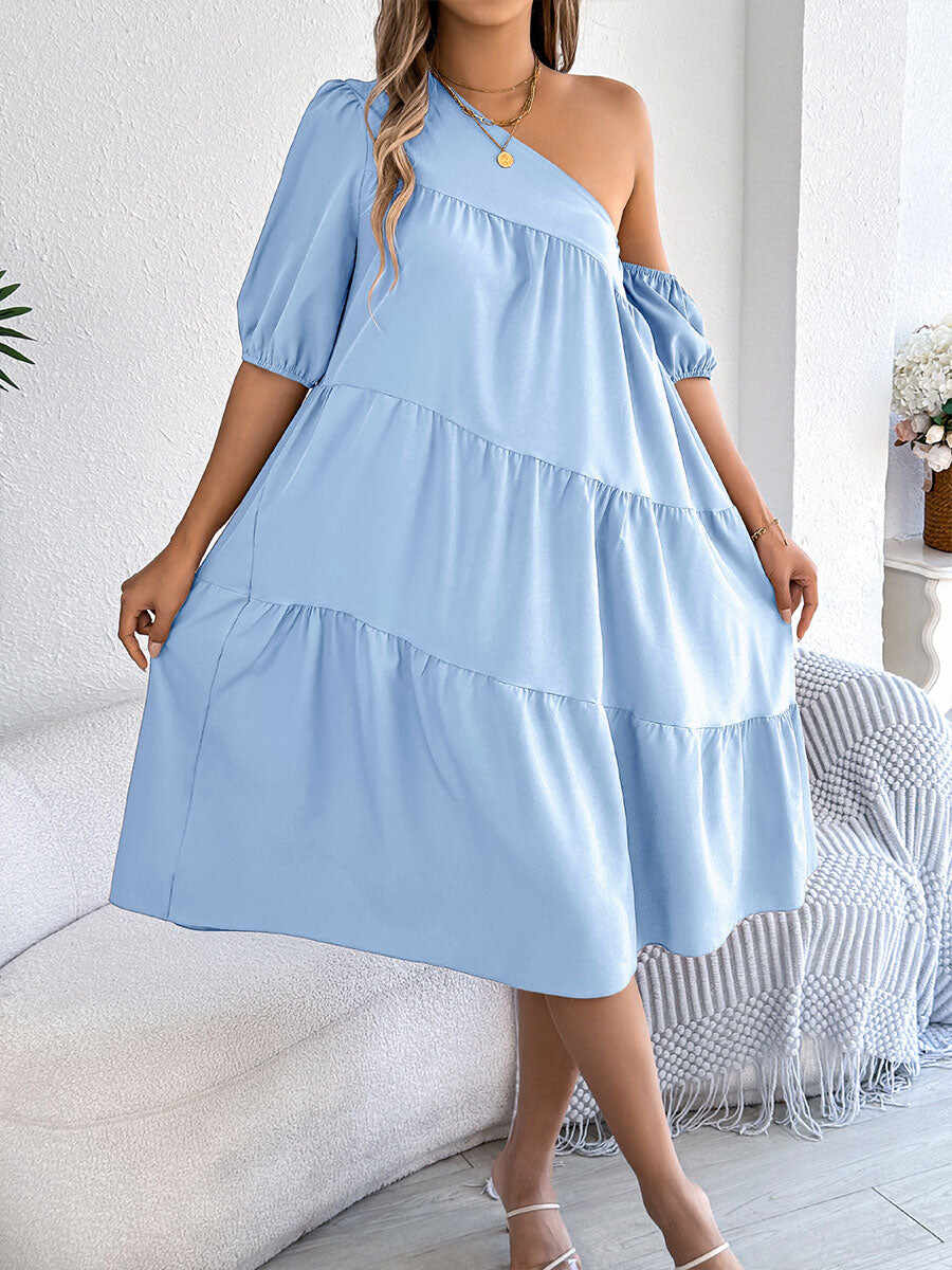 🔥Summer Arrivals🌟Women's Off-shoulder Ruffled Long-sleeve Dress
