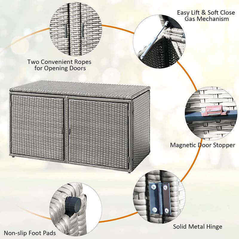 88 Gallon Rattan Deck Storage Box Patio Container