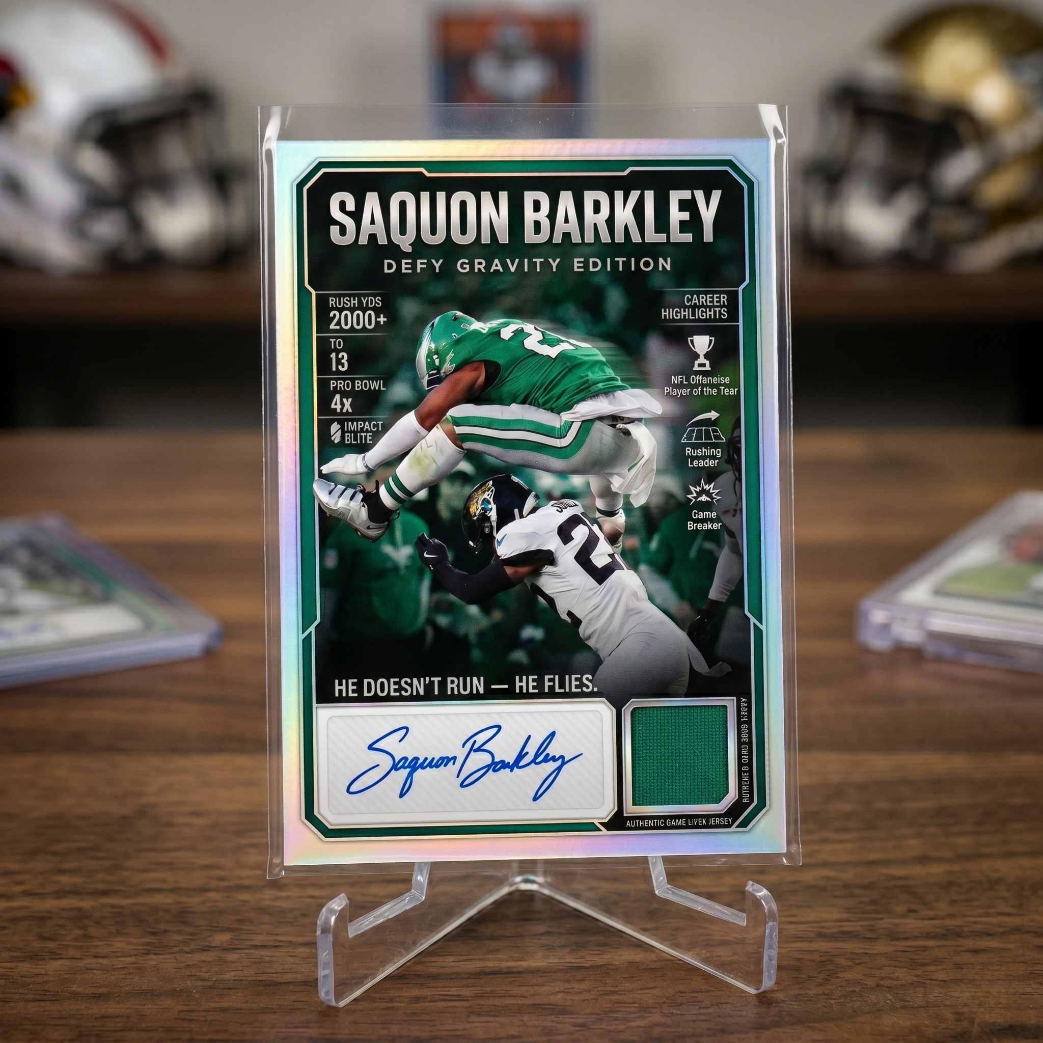 Saquon Barkley ”Defy Gravity“ Autograph Memorabilia Card
