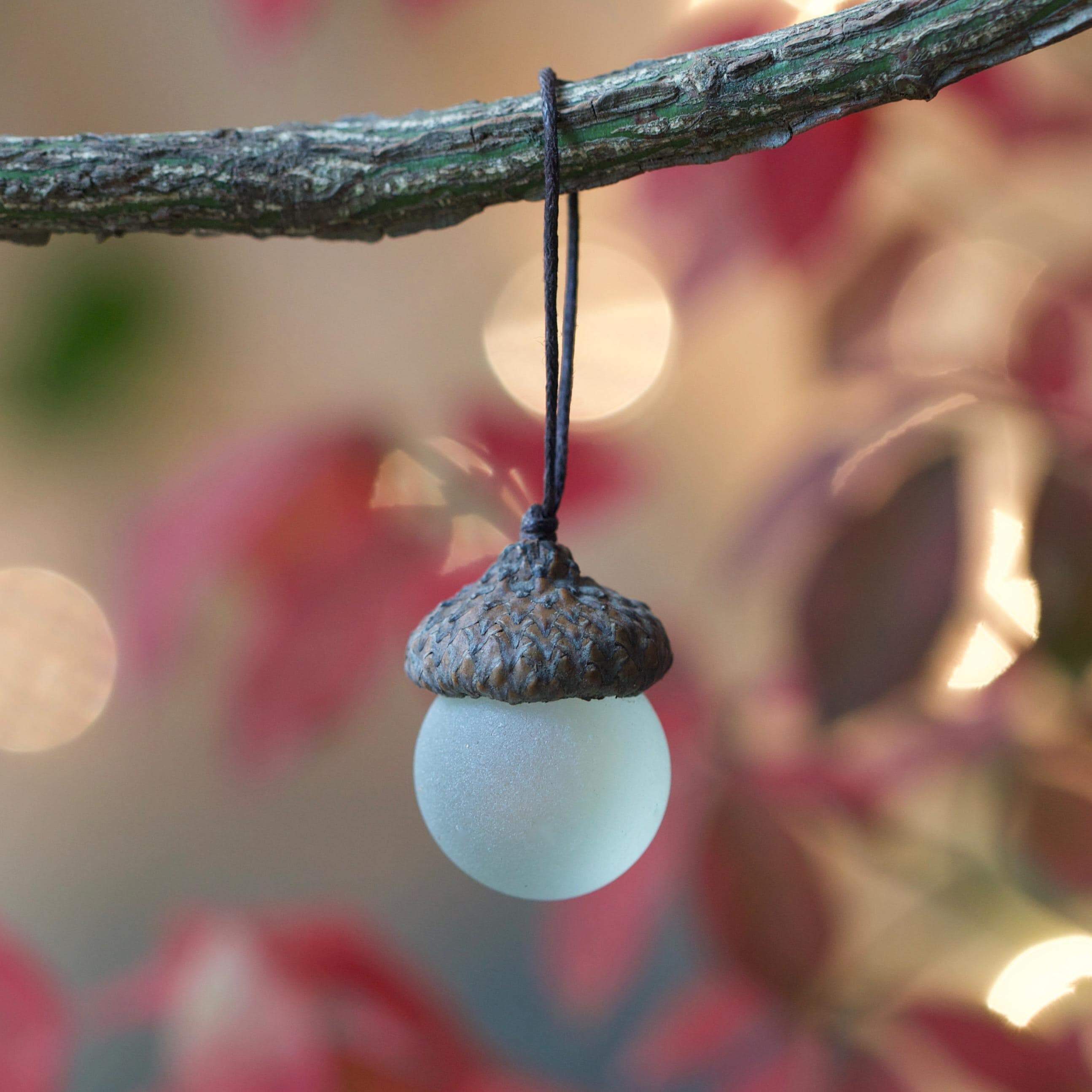 Handmade Sea Glass Acorns: NATURAL Cap Decorative Ornaments
