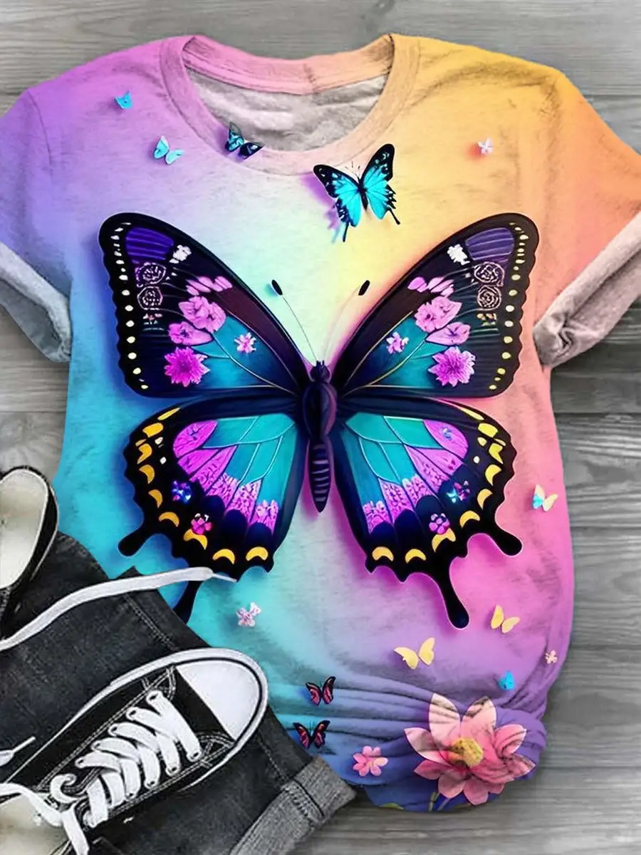 Butterfly  Art Print  Casual T-shirt
