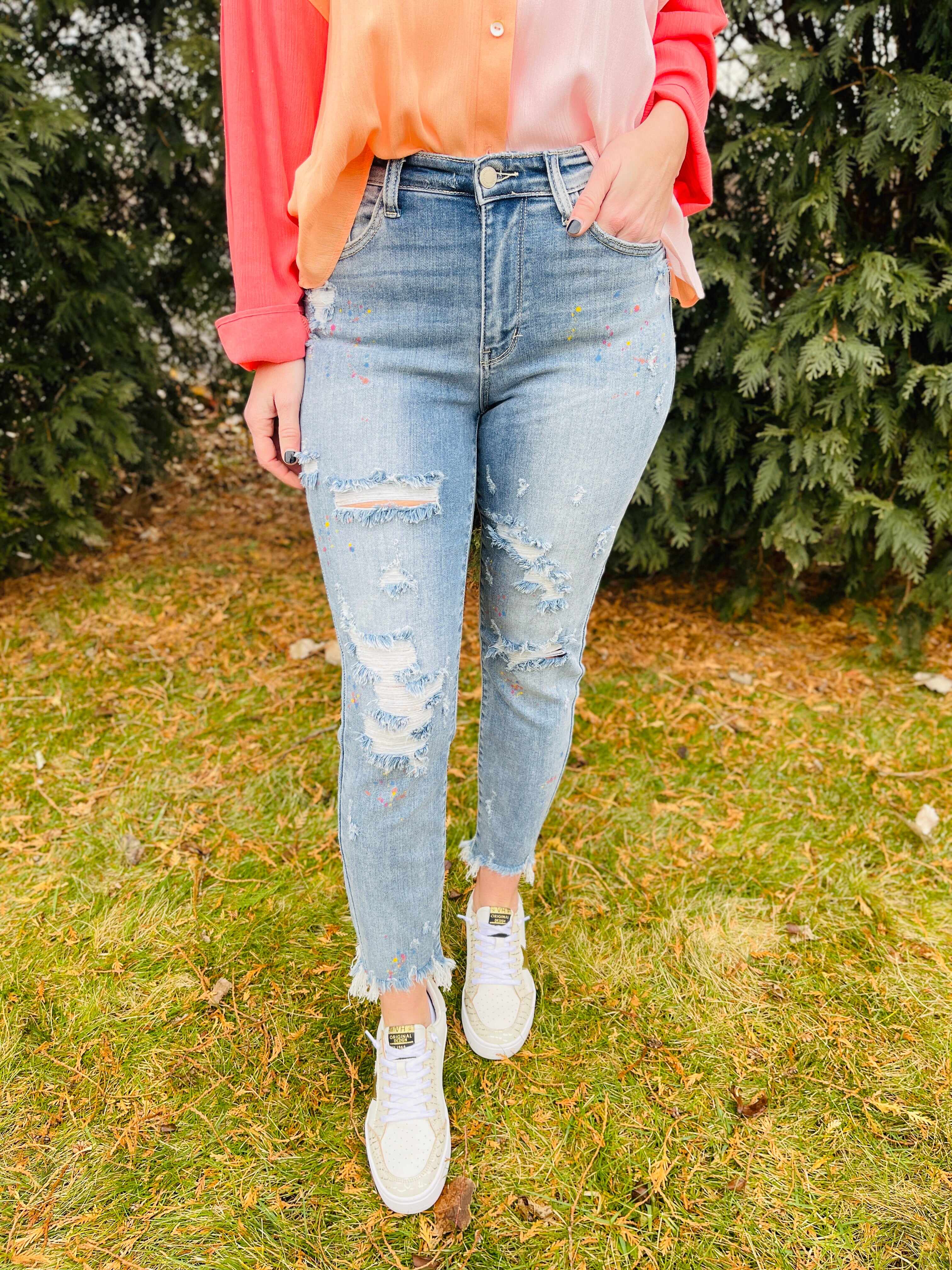 Plus/Reg Color Me Happy Boyfriend Jeans