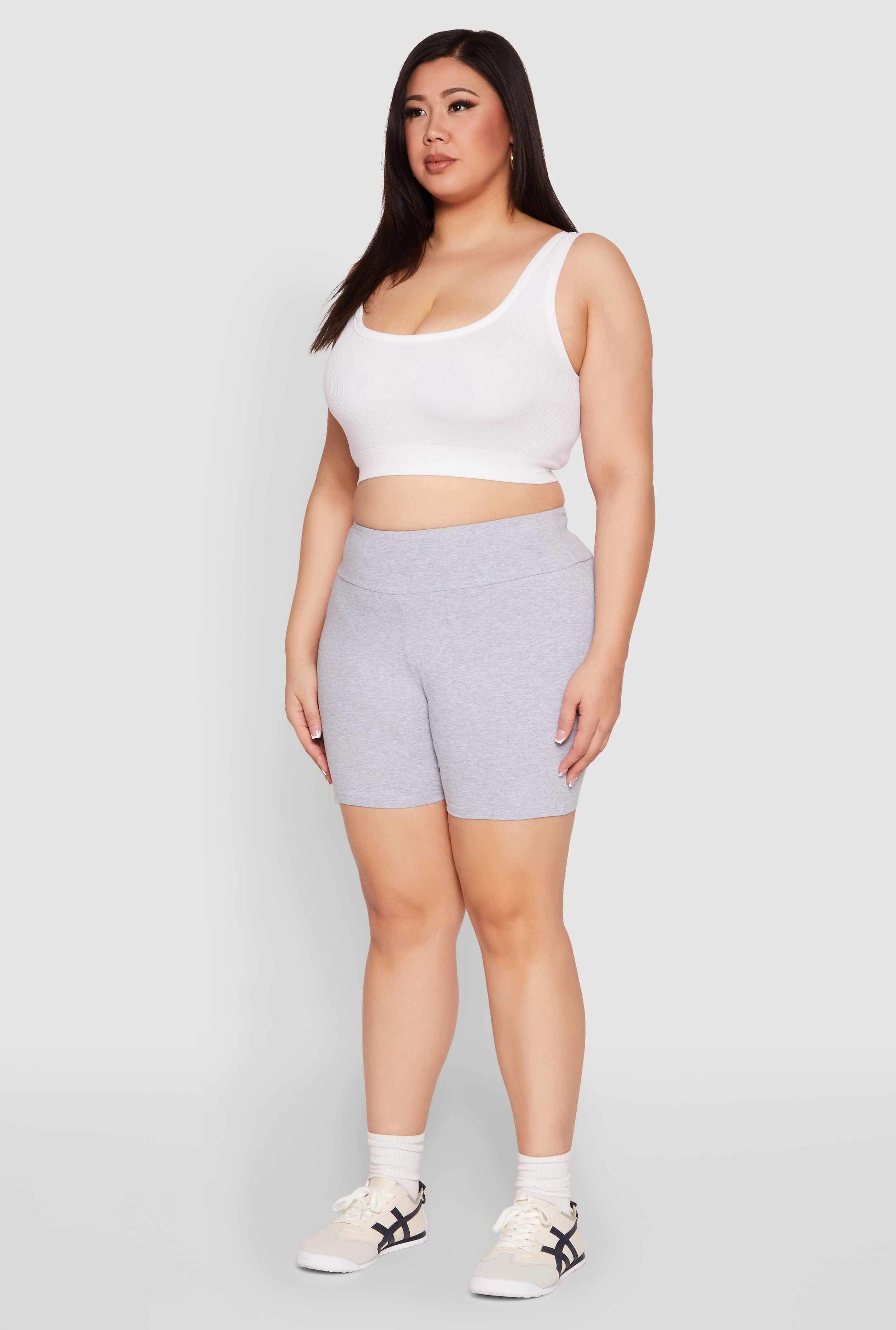 Plus Size Seamless High Waisted Biker Shorts