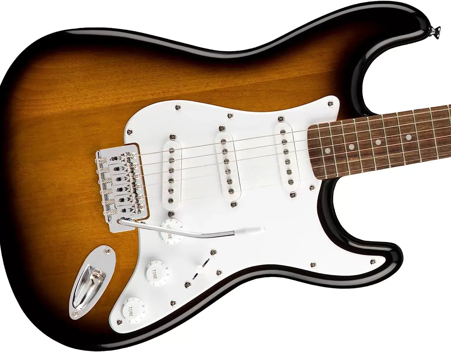 Fender Squier Stratocaster - Sunburst Bundle with Frontman 10G Amp, Gig Bag, Instrument Cable, Tuner, Strap, Picks, Fender Play Online Lessons, Instructional Book, and Austin Bazaar Instructional DVD