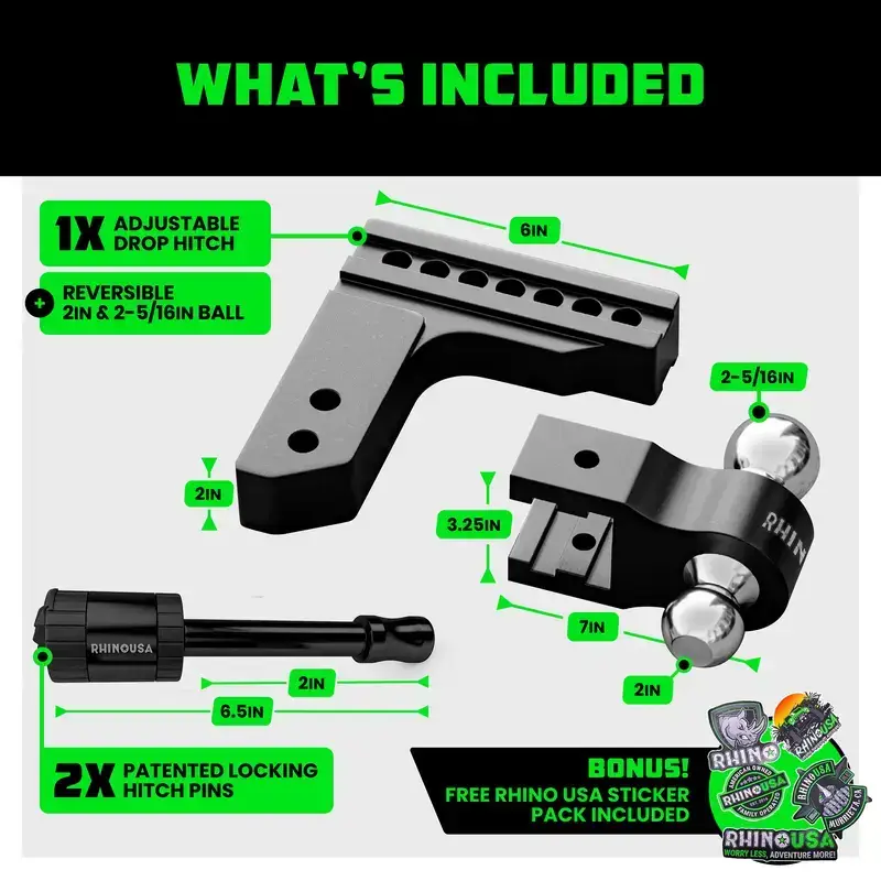 Adjustable Trailer Hitch 2 inch Receiver - Heavy Duty Aluminum Drop Hitch with 12,500lb GTW Towing Capacity for Hauling Heavy Trucks, RV, Trailer, Camper