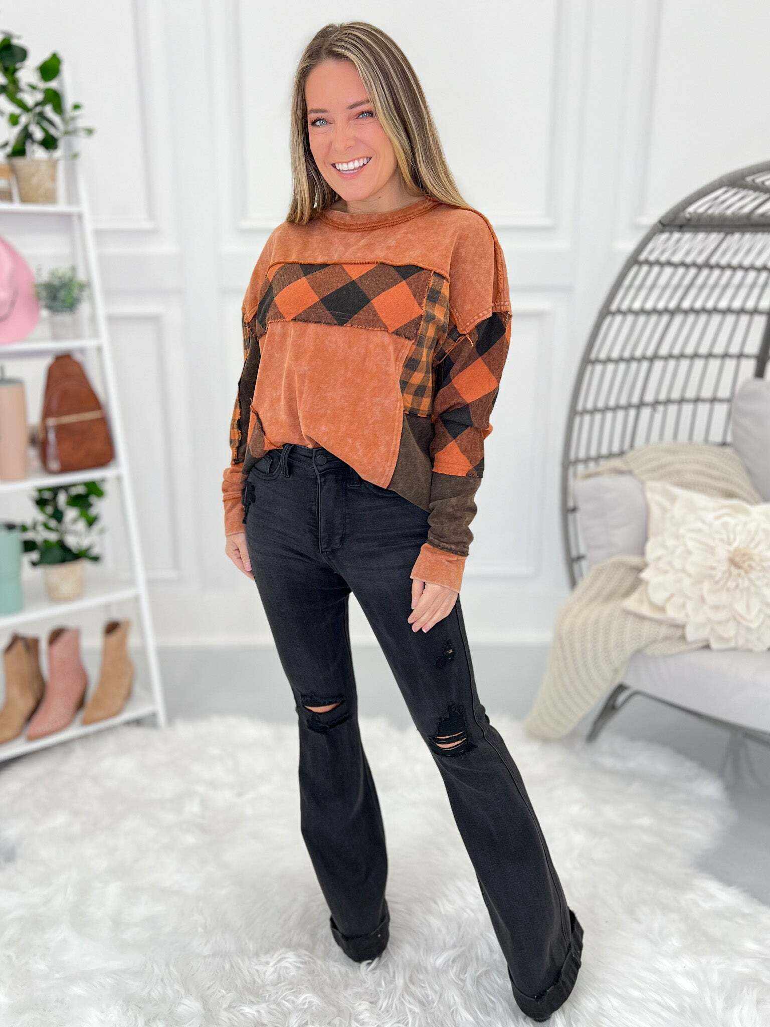 Christmas Tummy Control Destroyed Black Flare Jeans- Final Sale