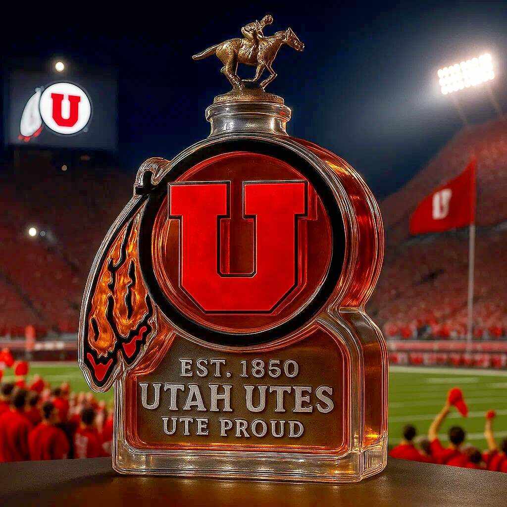 Utah Utes LOGO Limited Edition Whiskey Bottle