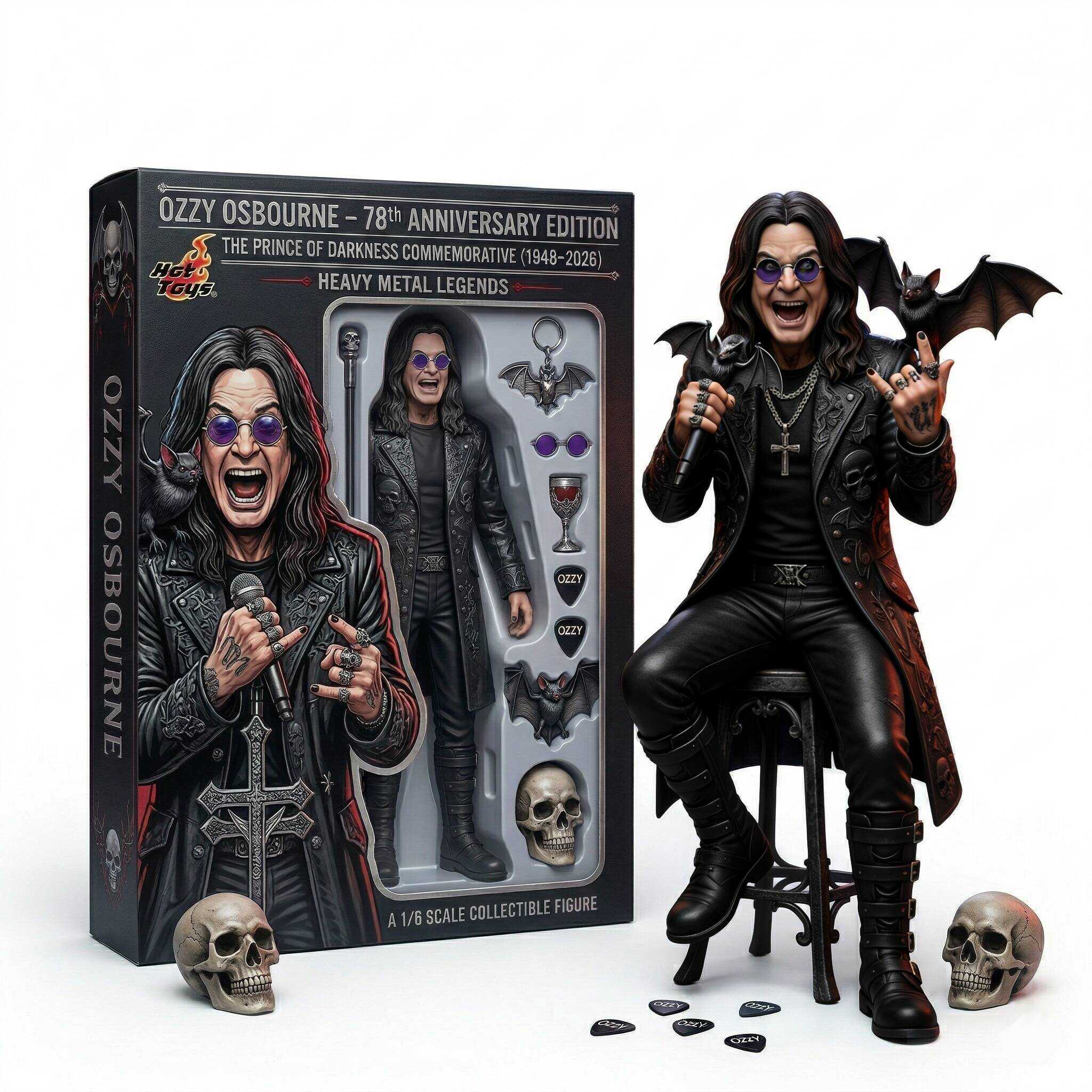 🎤Ozzy Osbourne 78th Anniversary Hot Toys Collectible Figure