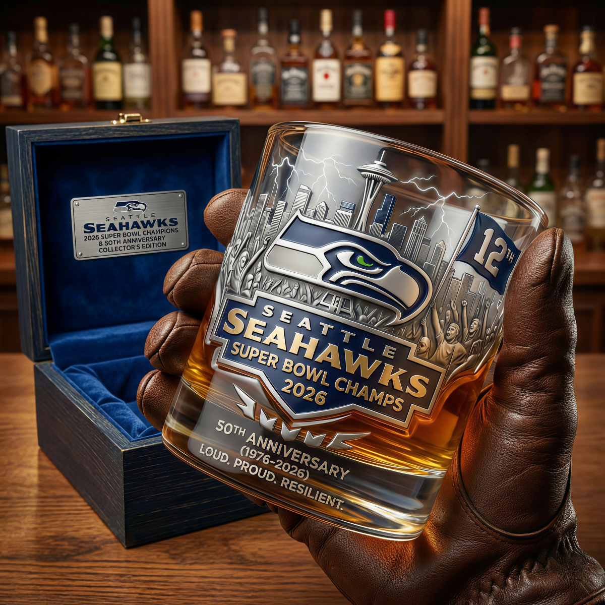 Seattle Seahawks Super Bowl LX Champions Commemorative Whisky Glass