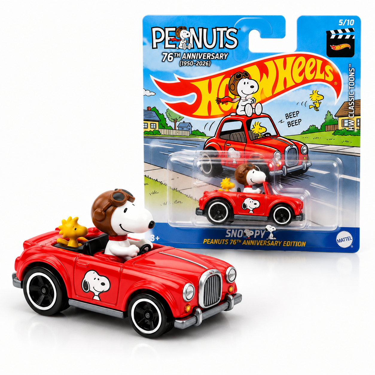 Hot Wheels Peanuts 76th Anniversary Snoopy Car