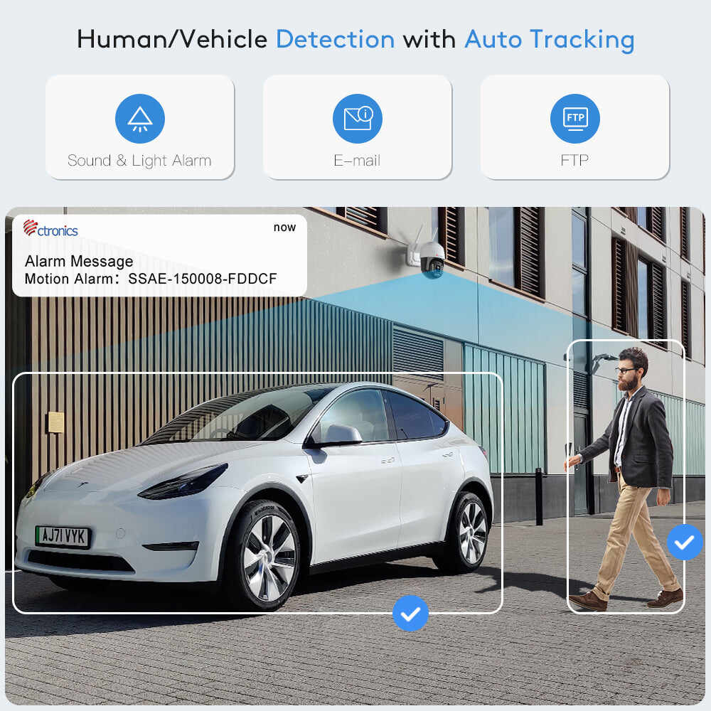 4K 8MP Security Camera Outdoor Ctronics PTZ WiFi  Surveillance Camera with Intelligent Human /Vehicle Detection for Home Security