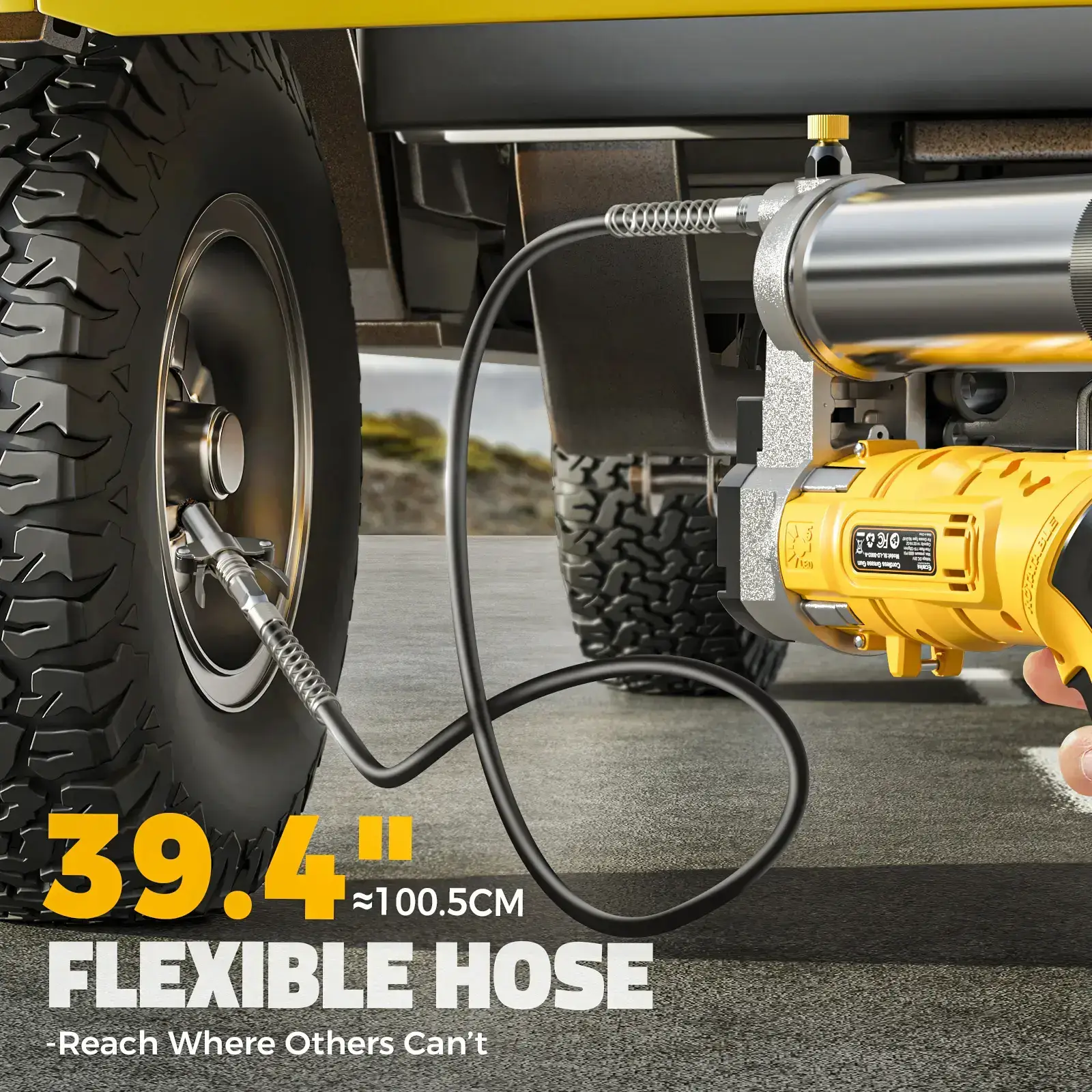 12000PSI High Pressure Electric Grease Gun Dual Grip Design with Long Flexible Hose