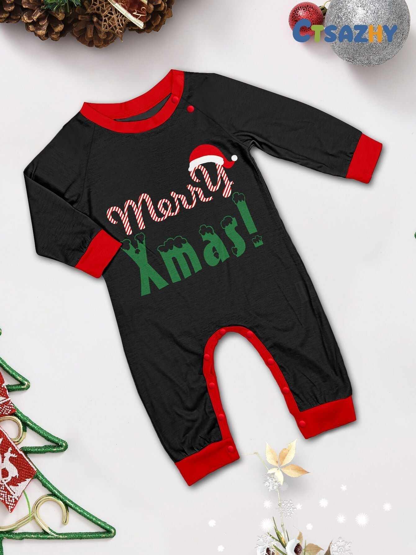 ��Merry Xmas�� Santa Claus Print Family Pajama Set