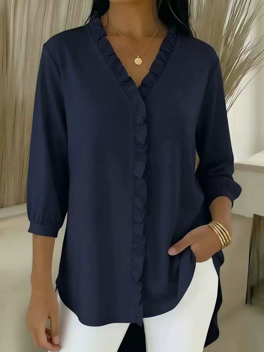 🔥Summer Arrivals🌟Elegant Ruffled Collar Satin Blouse