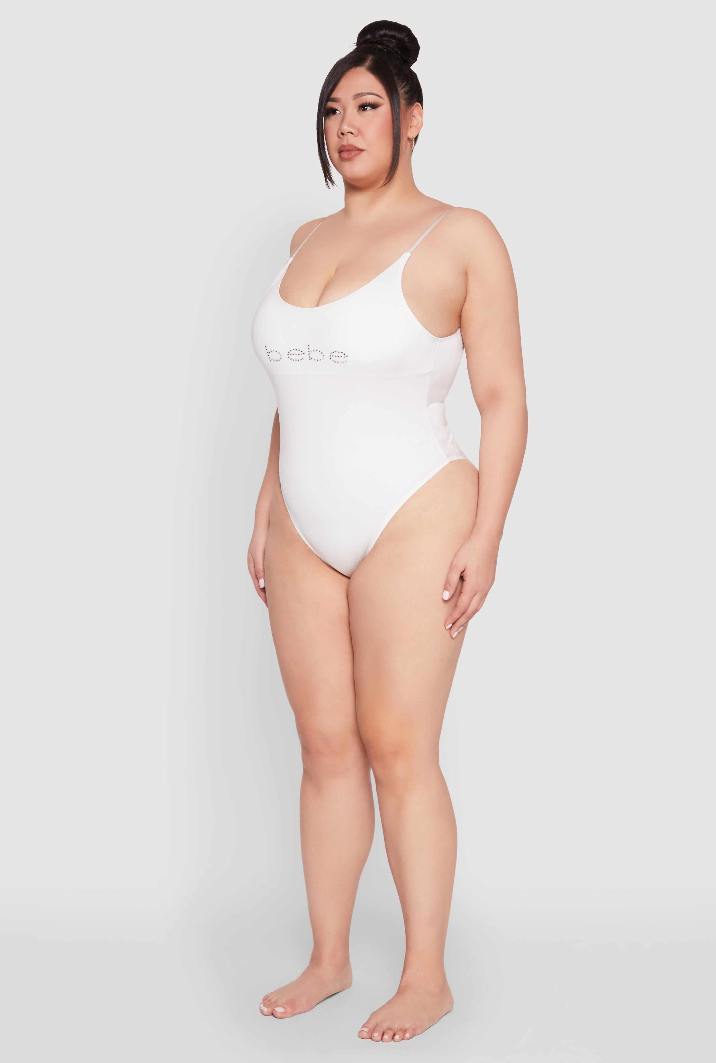 Plus Size Bebe Rhinestone One Piece Swimsuit