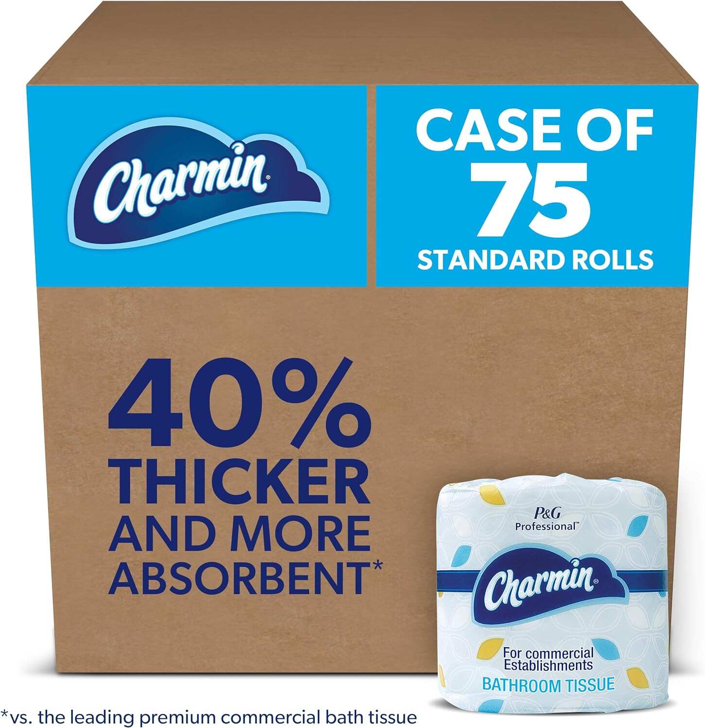 P&G PROFESSIONAL Charmin Toilet Paper Bulk for Businesses, Individually Wrapped for Commercial Use, 2-ply Standard Roll with 450 Sheets/Roll (Case of 75)