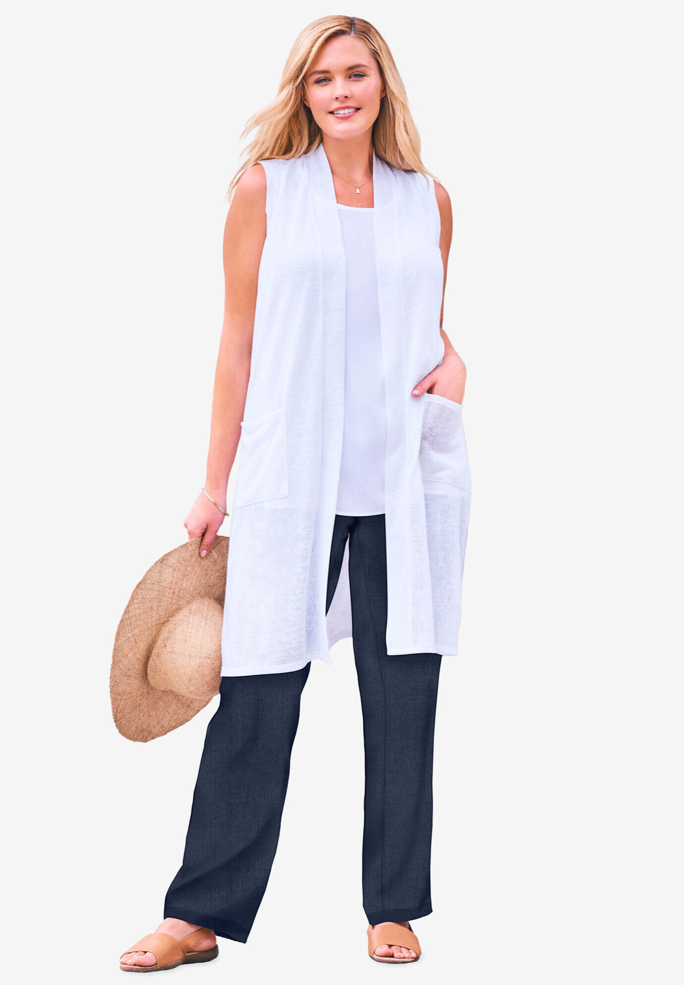 Straight Leg Linen Pant