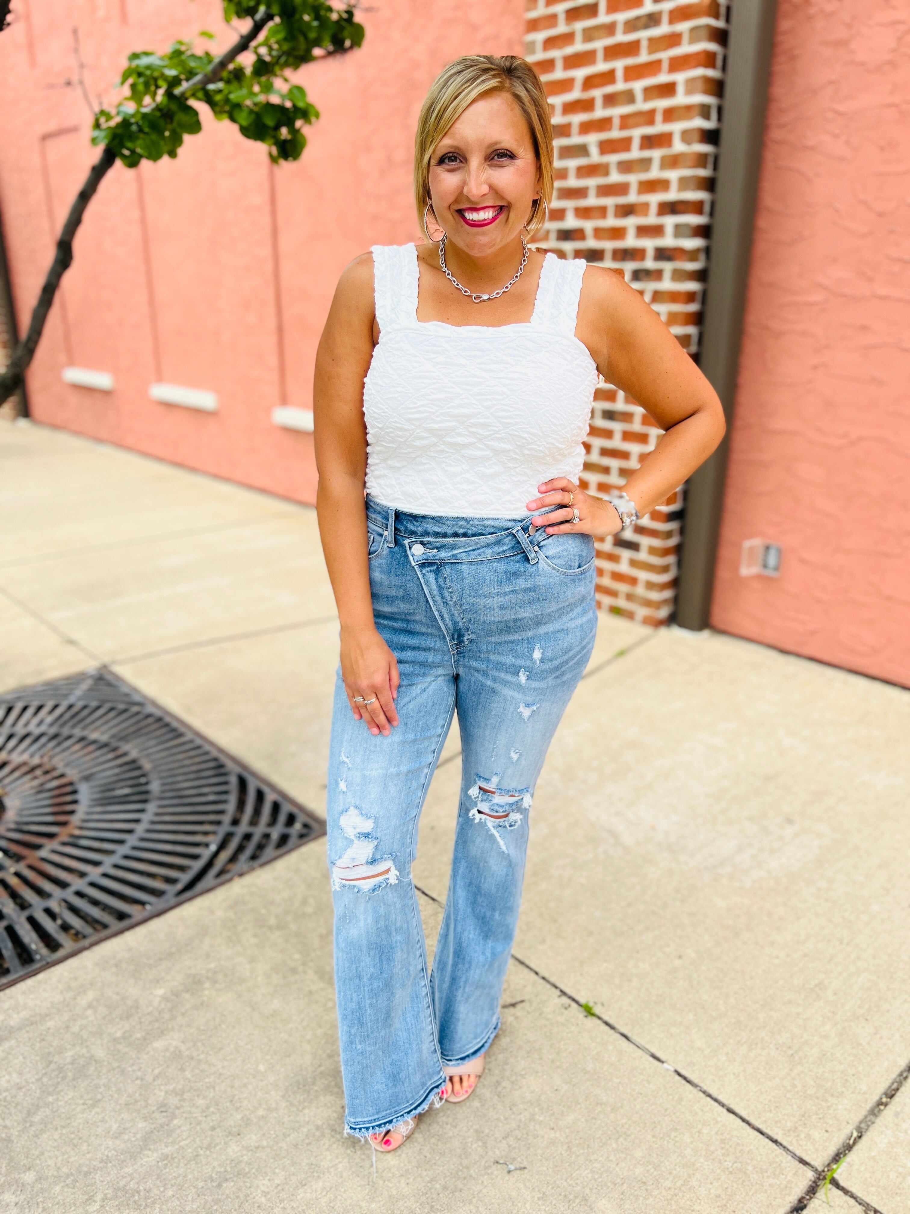 Risen Plus/Reg Make Them Stare Crossover Flare Jeans