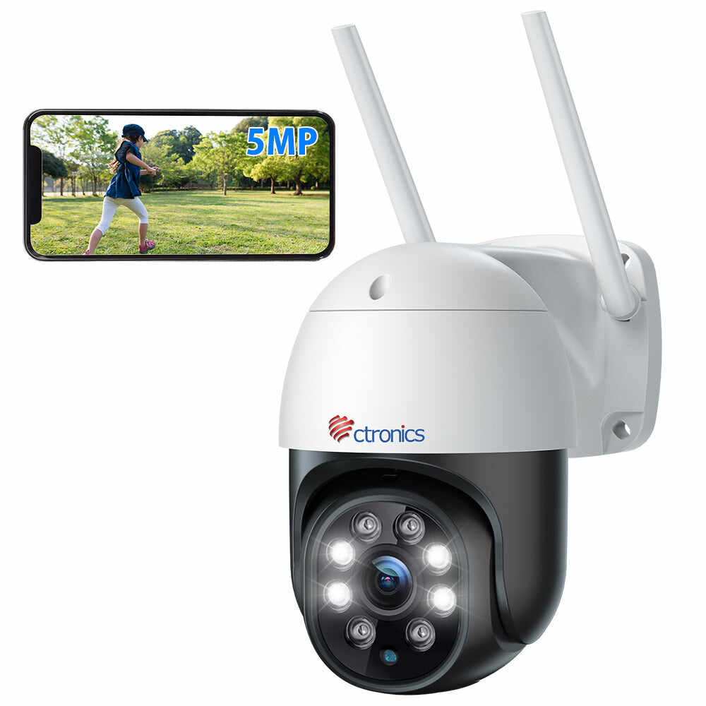 【2nd item $29.99】Ctronics 5MP Security Camera With 2.4G/5GHz Dual Band WiFi and 24/7 monitoring