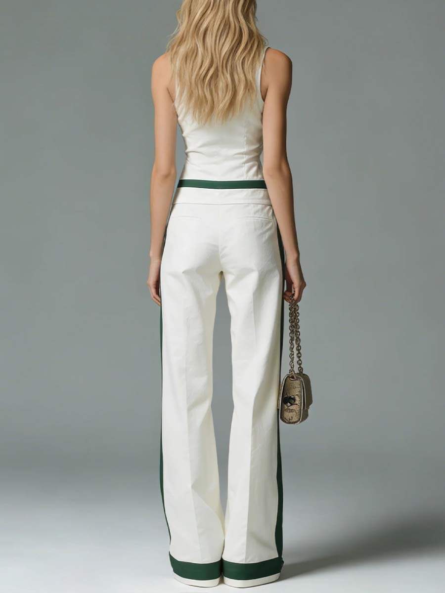 🔥Summer Arrivals🌟Women's Collared Sleeveless Casual Loose Top And High-waisted Casual Loose Wide-leg Pants Cotton Set