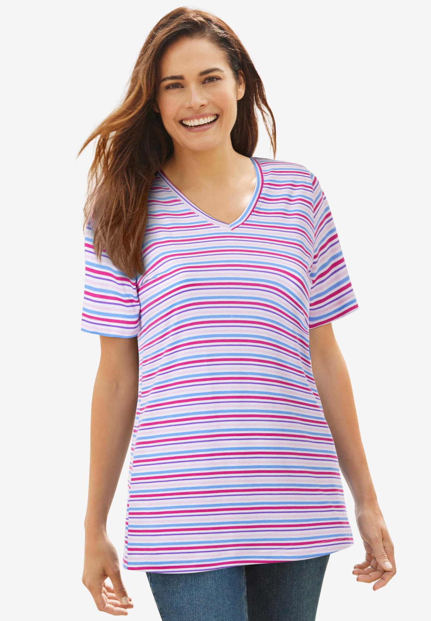 Perfect Printed Short-Sleeve V-Neck Tee