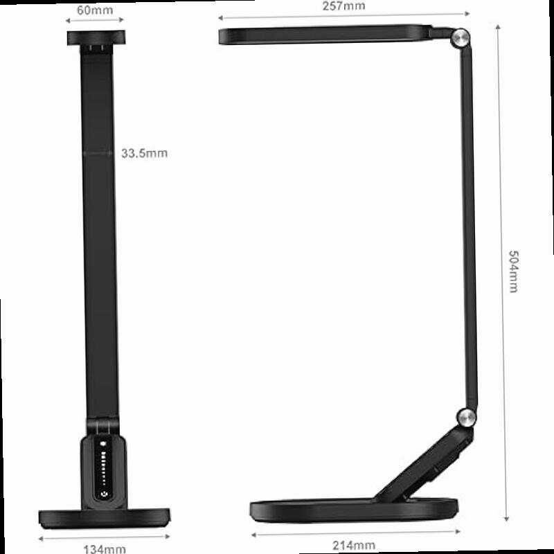LED Desk Lamp Eye Caring Table Lamps Natural Light Protects Eyes Dimmable Office Lamp with 5 Color Modes USB Charging Port Touch Control and Memory Function 10W Reading Lamp Black