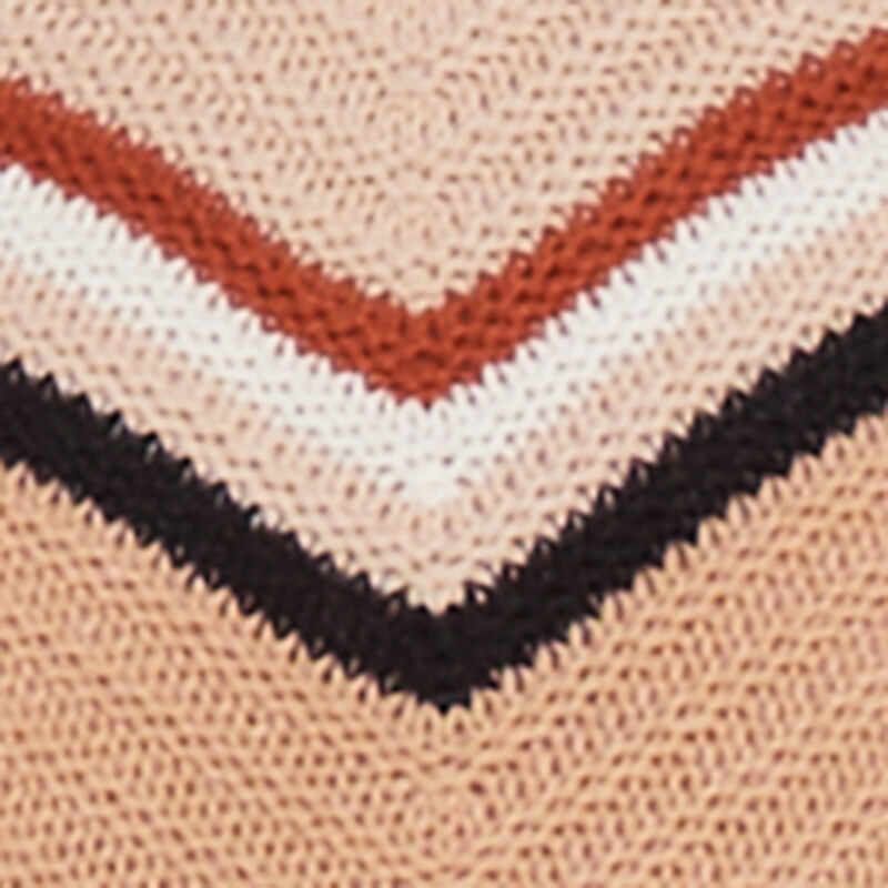 Crochet Chevron Caged Back V-Neck Sweater