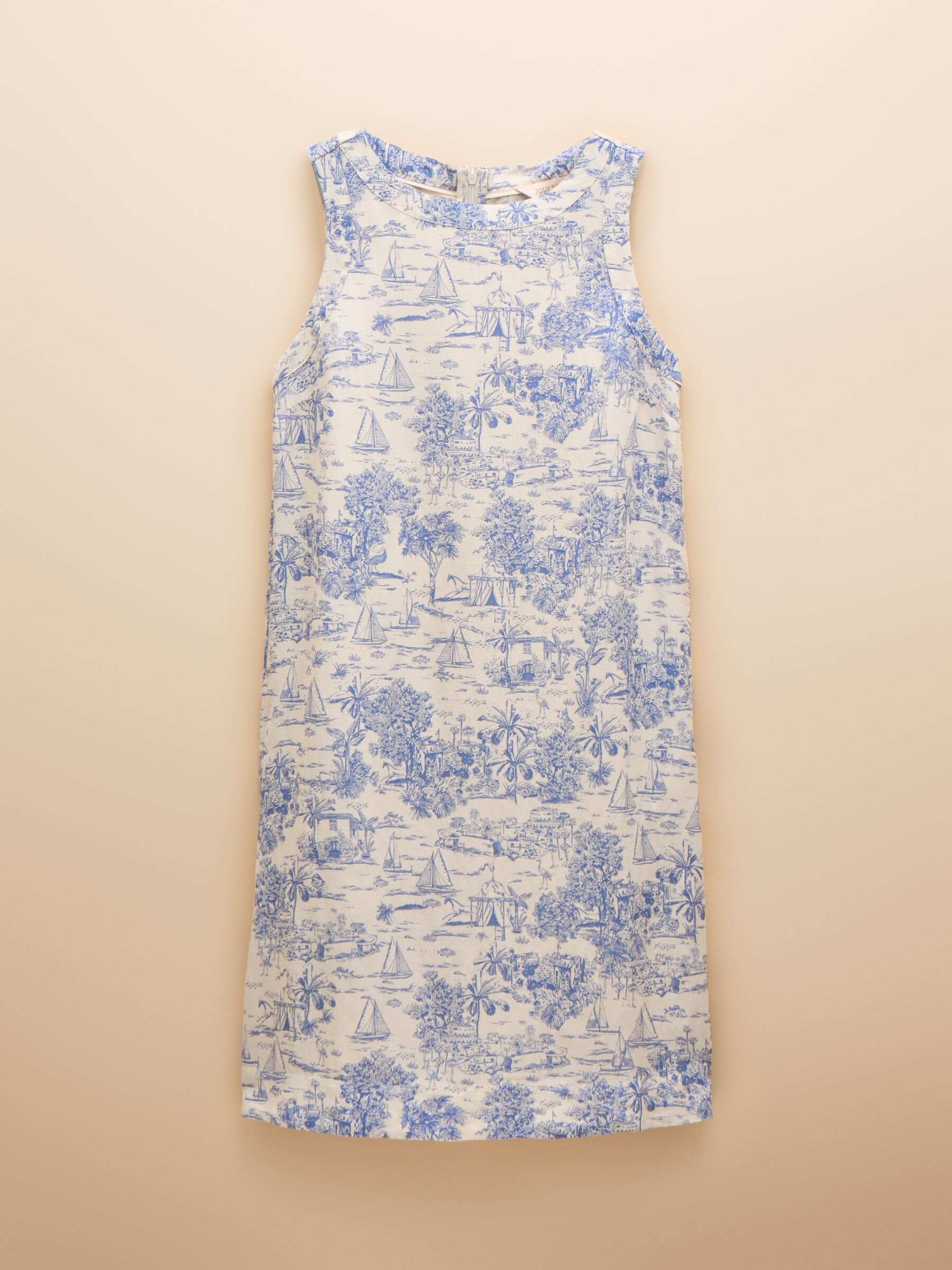 Delphine Navy Blue Shift Dress With Linen