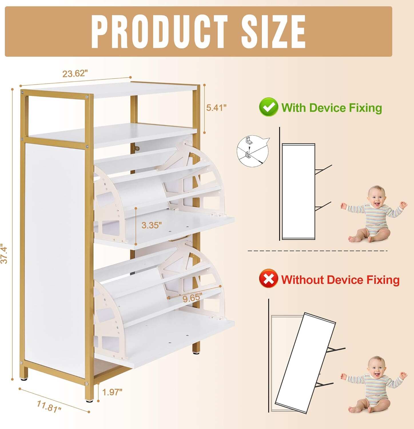 VECELO Shoe Storage Cabinet with 2 Flip