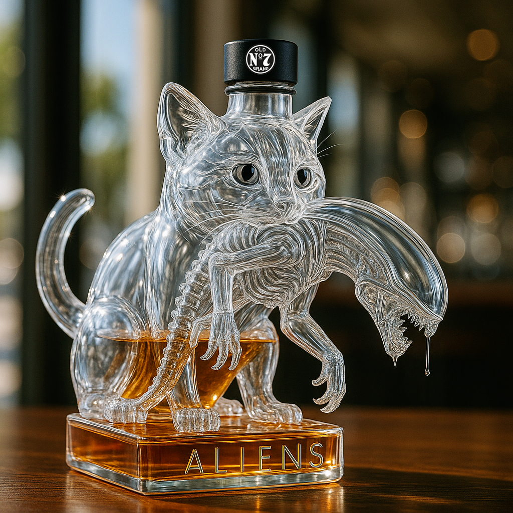 Alien Cat Whiskey Bottle