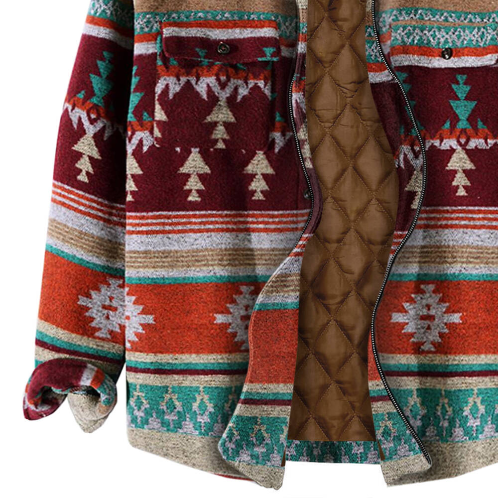 Men's Autumn & Winter Outdoor Casual Folk Style Geometric Pattern Jacket