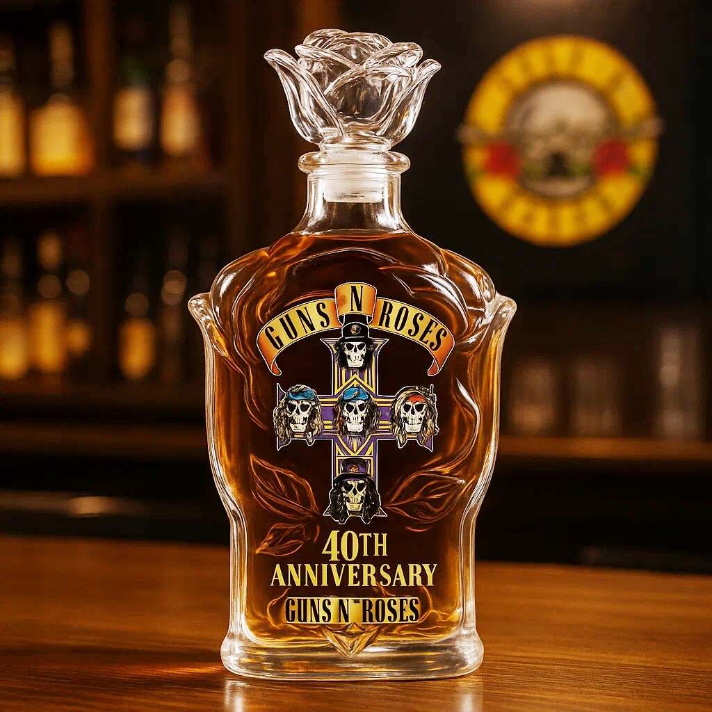Guns N' Roses 40th Anniversary Whiskey bottle