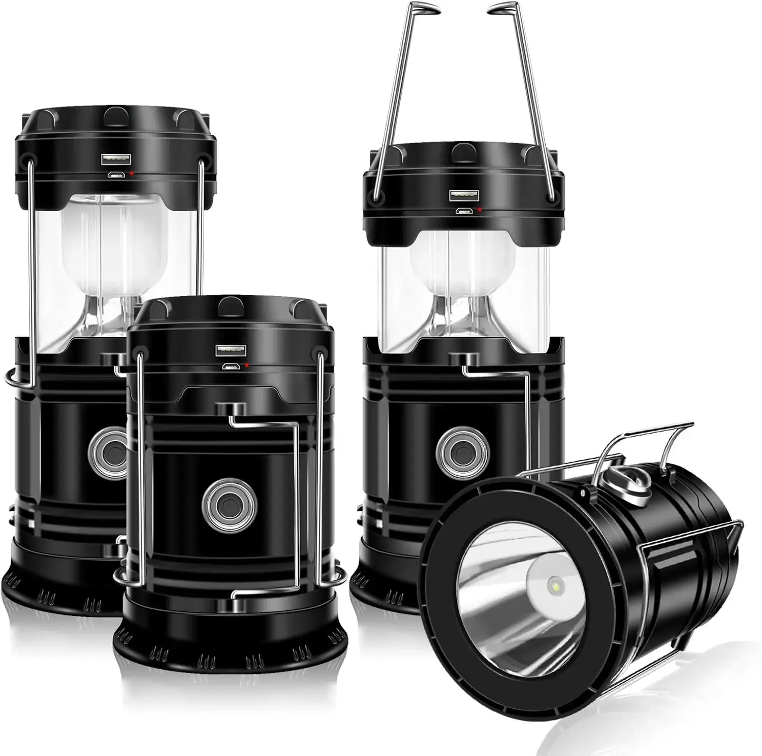 Solar Camping Lantern  - Rechargeable LED Lights, Magnetic Base & Foldable Hanging Hook- Collapsible Lamp Battery Powered Perfect for Power Outages, Hiking, Emergencies Adjustable Flashlight Adjustable Tactical Flashlight gifts gift set for girls