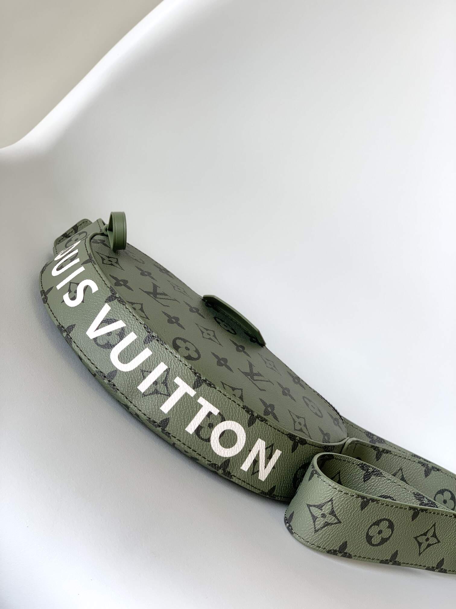 Emblem-Print Crescent Crossbody Bag | Coated Canvas with Contrast Lining & Adjustable Strap