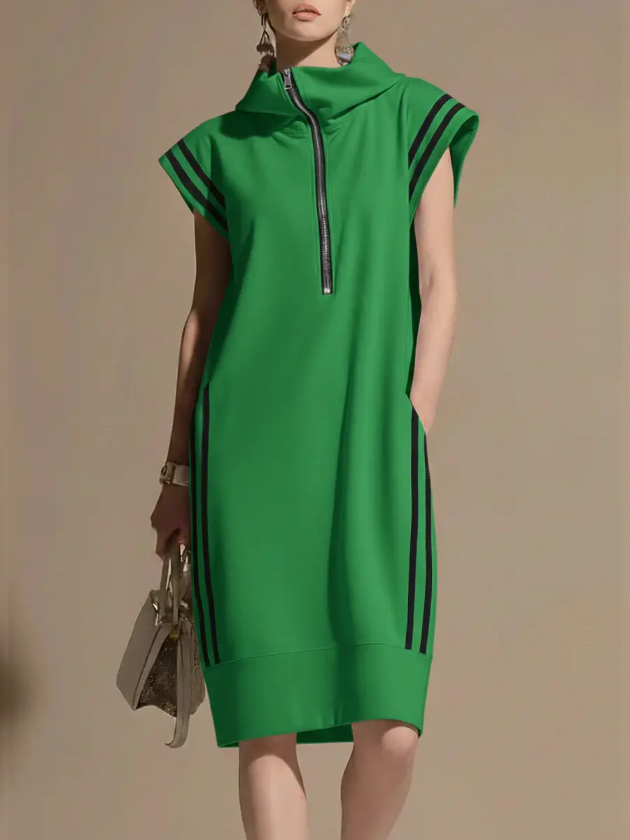 🔥Summer Arrivals🌟Women's Casual Patchwork Striped Hooded Dress