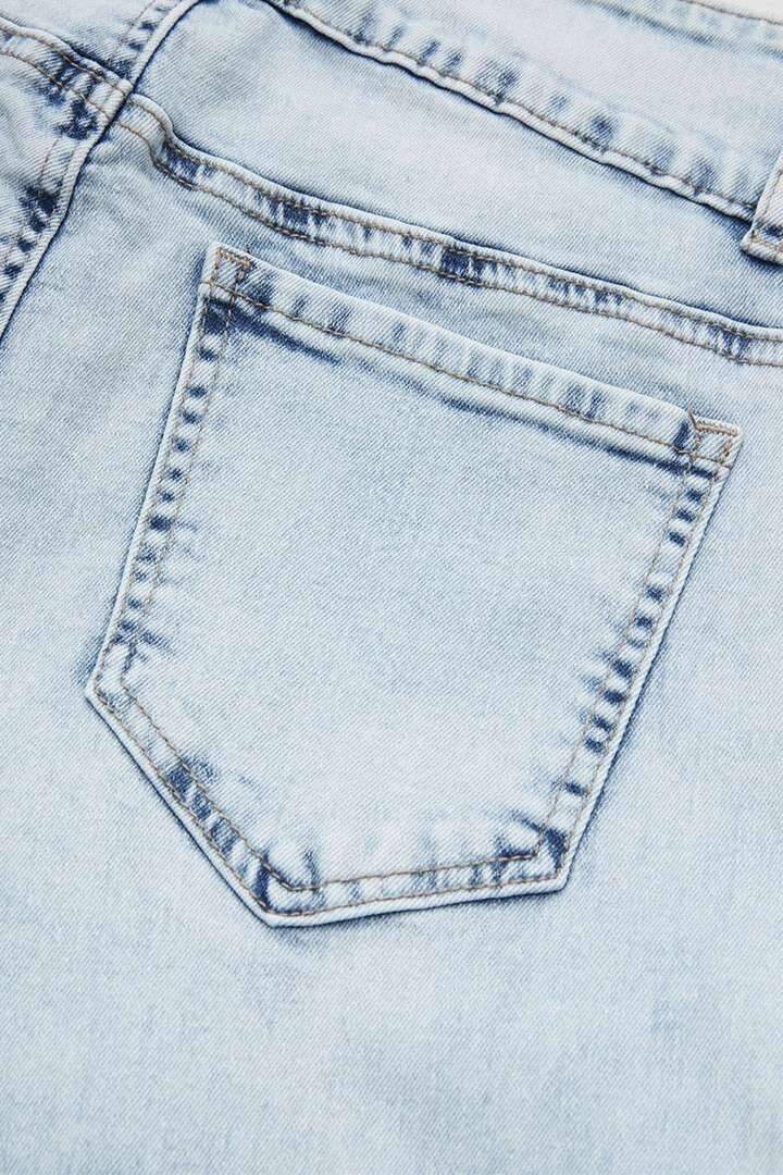 Multi Pocket Double Button Mid Rise Flare Cargo Jeans