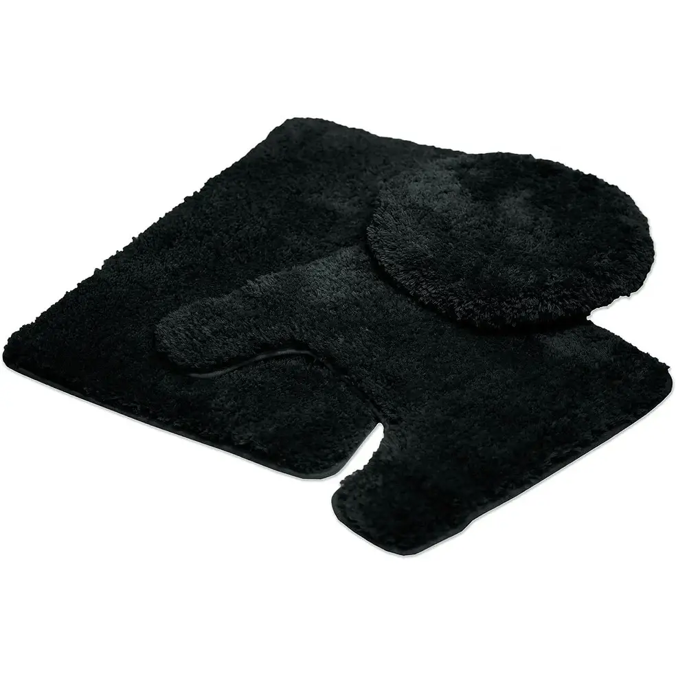Queen Mary 3 Piece Bathroom Rug Set, Luxury Soft Plush Bath Mat, Contour Rug, Lid Cover, Non-Slip