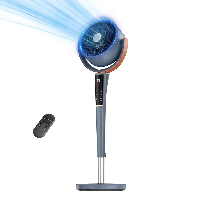 Standing Pedestal Fan Quiet 20dB DC Air Circulator 15 Speeds 5 Modes 120° Oscillation 12H Timer Adjustable Height with Remote & LED Light
