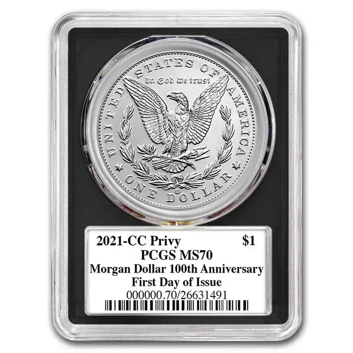 2021-CC $1 Morgan Silver Dollar 100th Anniversary with CC Privy PCGS MS70