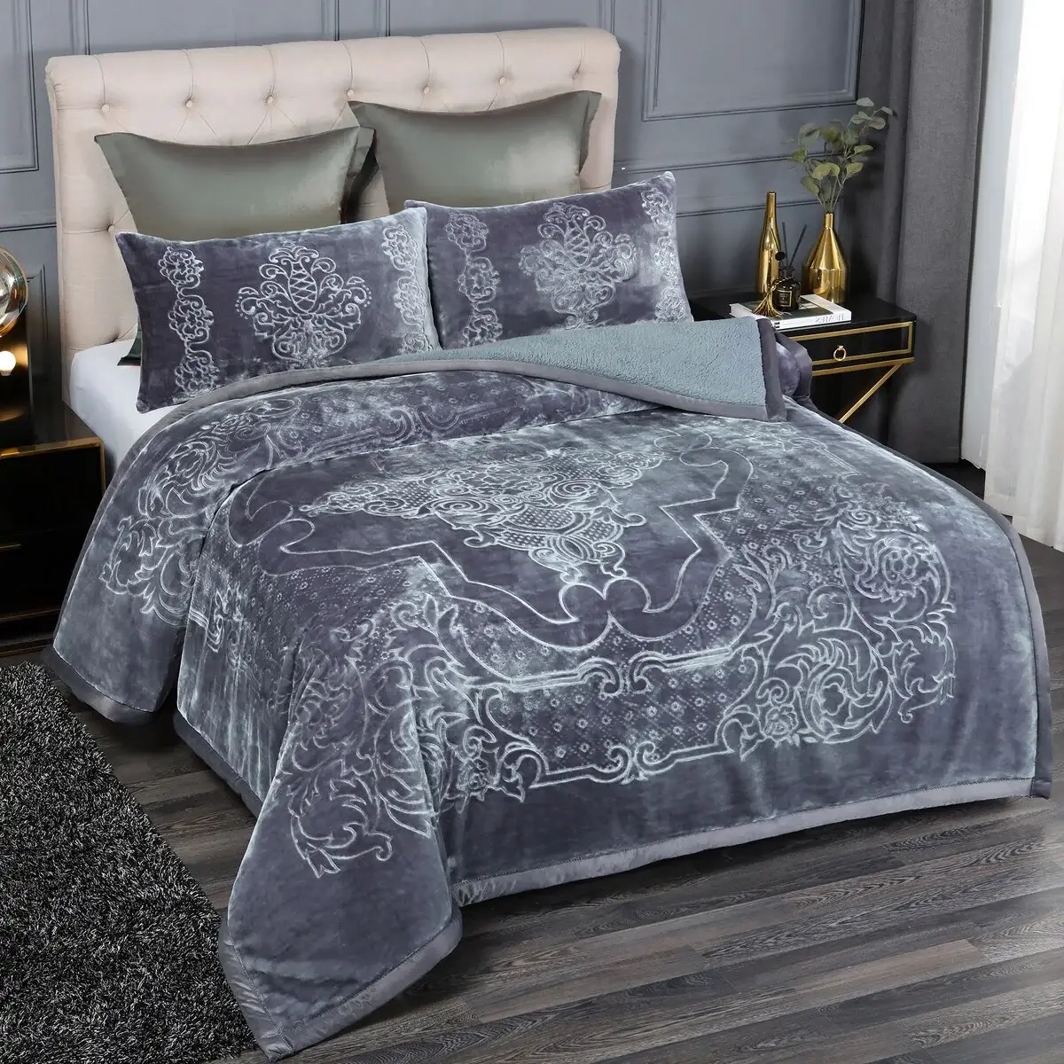 Fleece/ Sherpa Down Alternative 3-piece Comforter Set