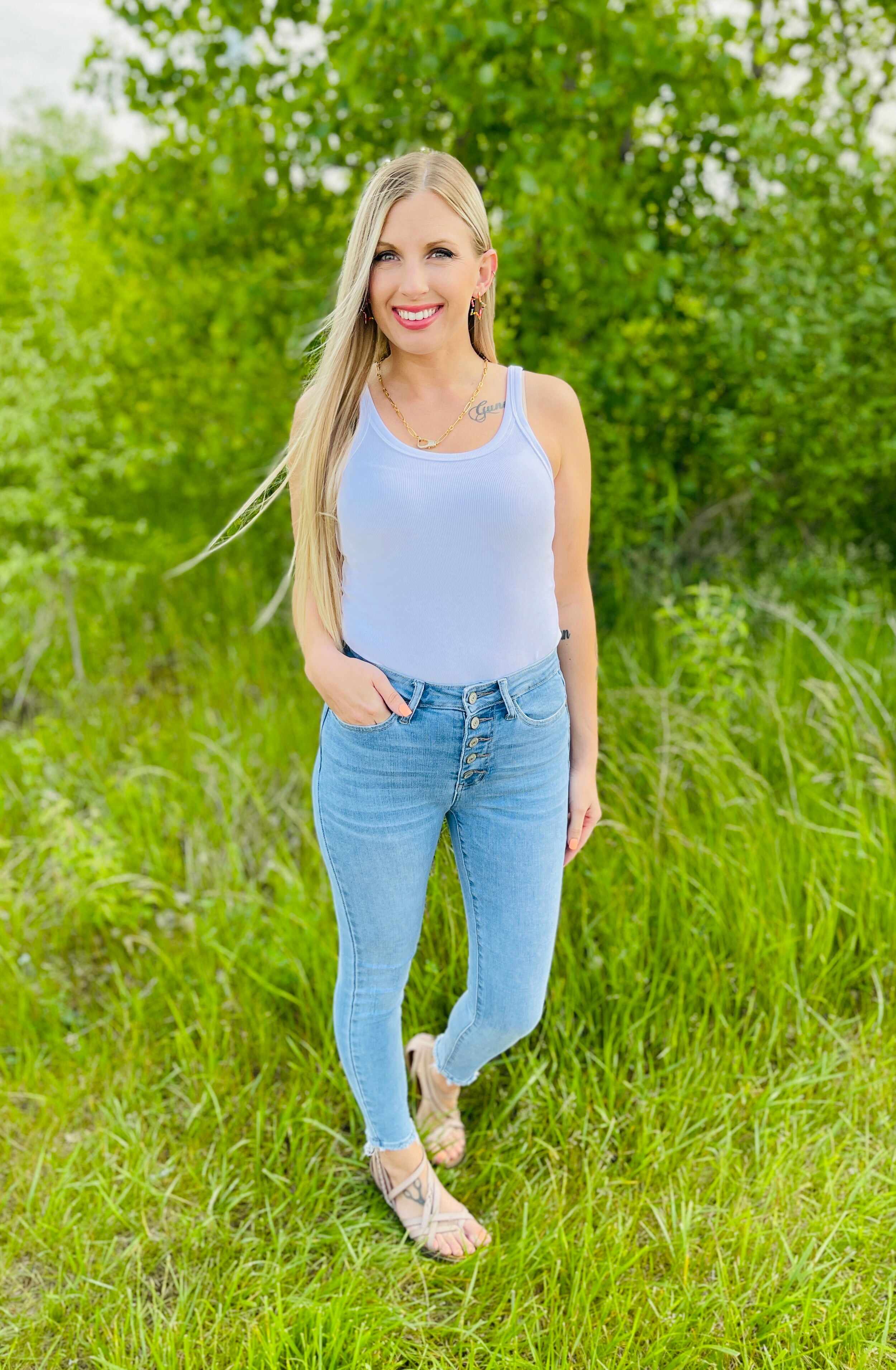 PLUS/REG Feel So Fly Button Fly Skinny Jeans