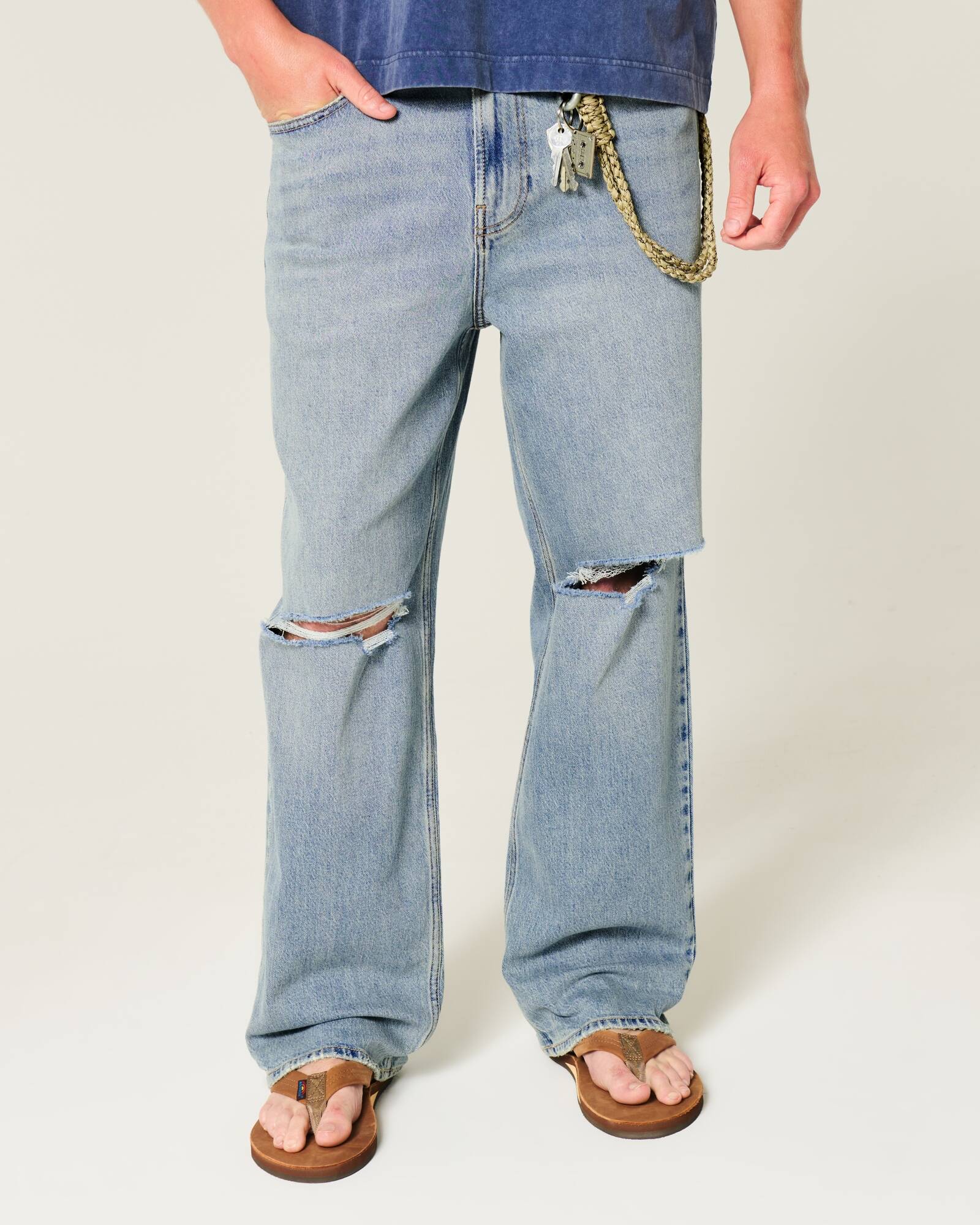 Railroad Stripe Baggy Painter Jeans