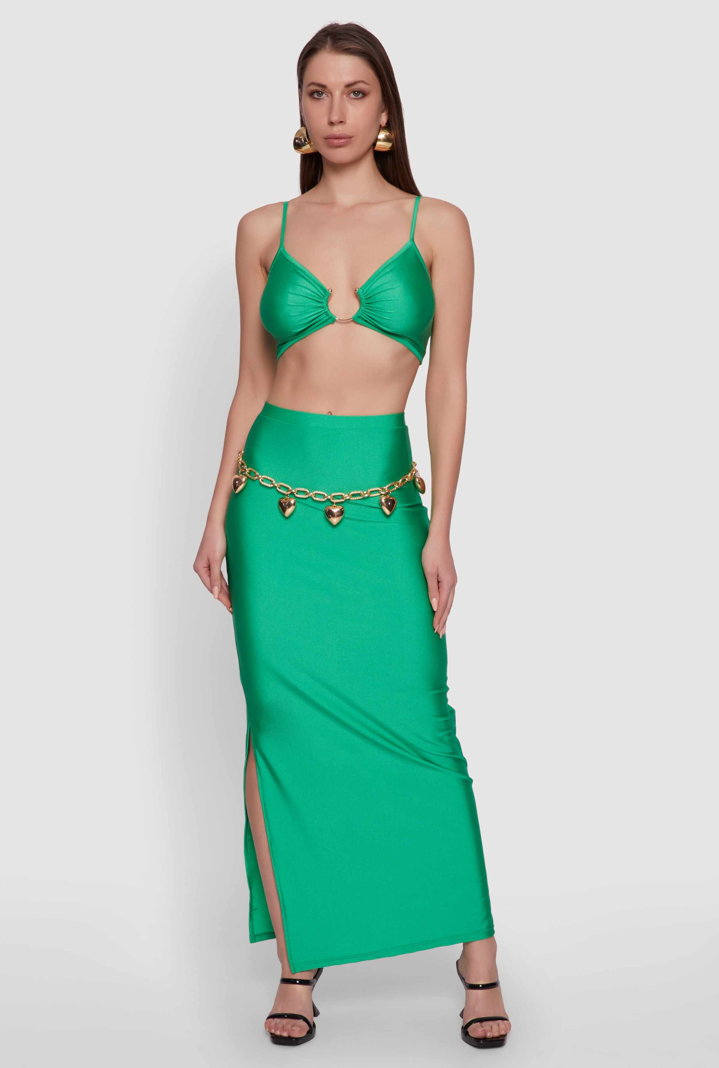 Metallic O Ring Keyhole Crop Top